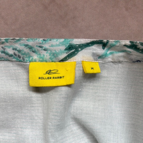 Roller Rabbit Serafina Floral Tunic Dress Womens Medium Fringe Hem Lightweight - Picture 9 of 12